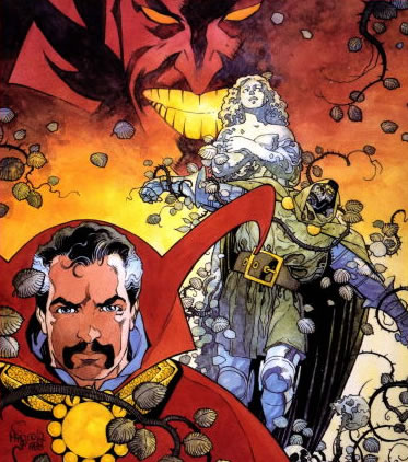 Doctor Extraño y Doctor Doom por Mike Mignola